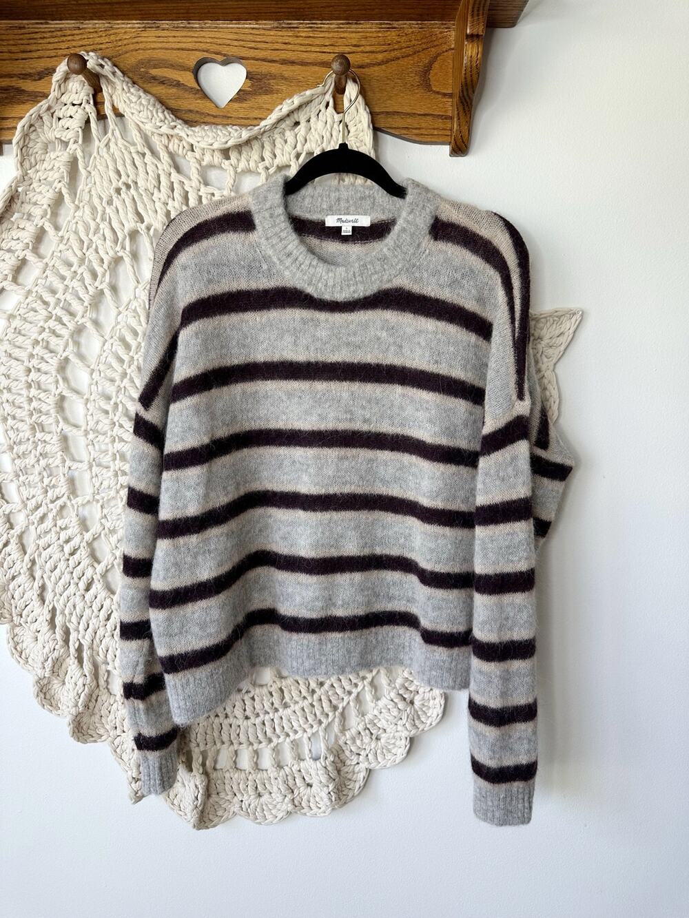 Madewell Striped Pullover Sweater In Alpaca Blend Size Large